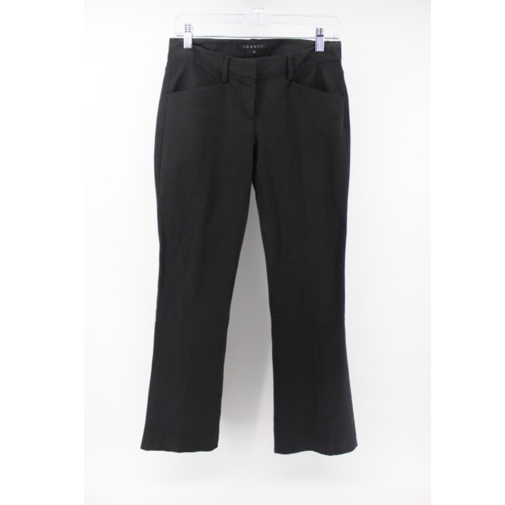 Theory Women's Black Flare Dress Pants Size 2 Mid Rise Career Work‎ Trousers